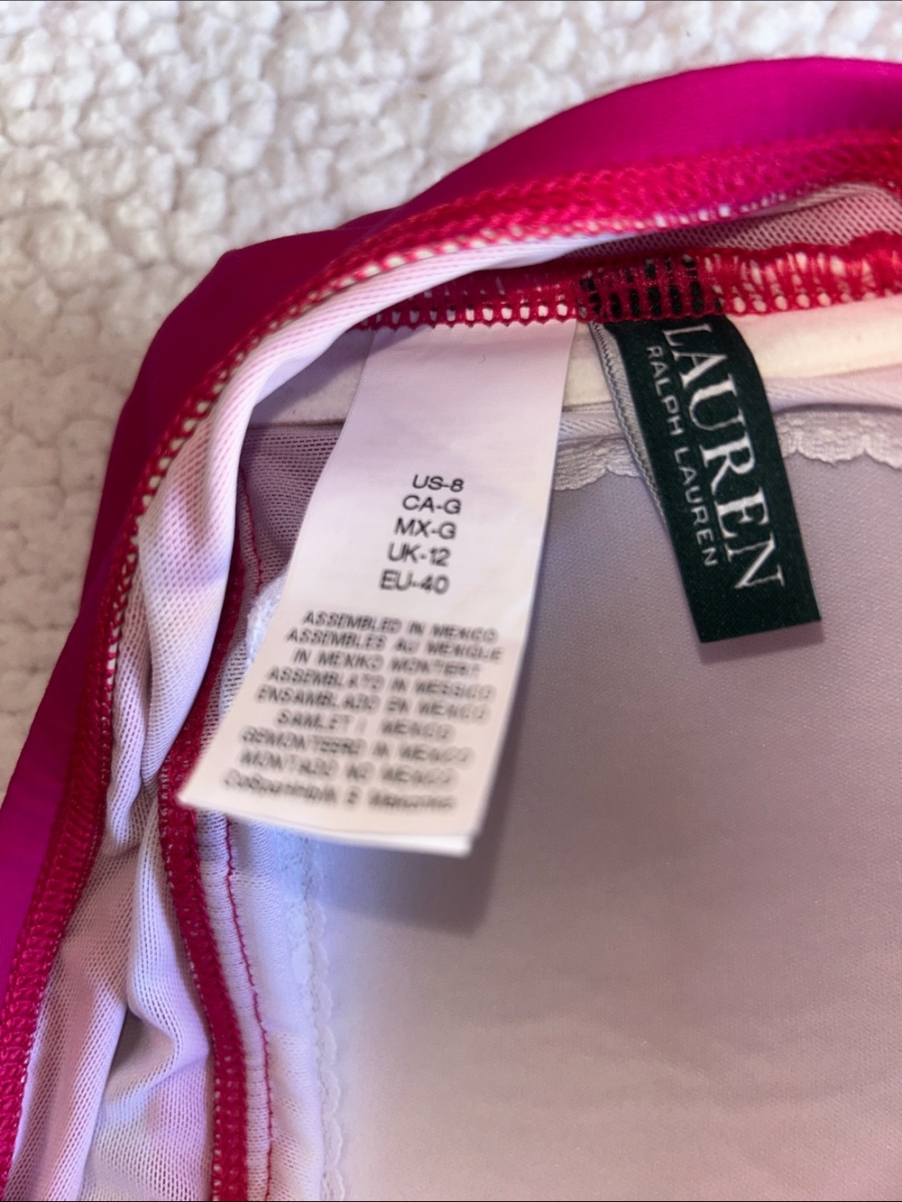 Lauren Ralph Lauren Fuchsia Strapless Ruched One-Piece Swimsuit - Picture 4 of 6